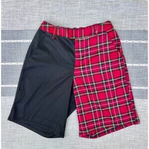 Women's M Half Plaid Black Split Shorts Hot Topic Goth Punk